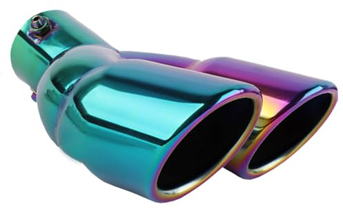 MOCNT Verdicktes Auto Auspuff Endrohr Edelstahl Auspuffblende Endrohr Schalldämpfer Auspuffrohr Universell Auspuffspitze Doppelendrohr Dual Auspuffendrohr Biegen Bunt 63mm
