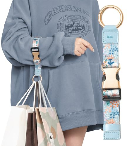 EKAX Travel Carry Strap with Ring Hooks and Buckle, Jacket Gripper for Travel, Add a Bag Luggage Strap, Adjustable Bag Grip Holder, Travel Carry Clip for Carry-on Bag, Backpack (Aquatic Orchid)