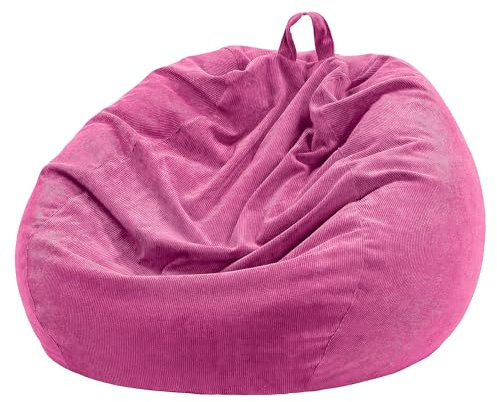 Nobildonna Funda para puf (sin Relleno), 300 L, Grande, para Almacenamiento de Animales de Peluche, Lavable, Gruesa, Suave, de Pana, rellenable, Color Rojo Rosa, para Adultos, Adolescentes y niños
