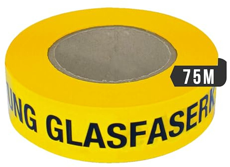 PremSecure Trassenwarnband Achtung Glasfaserkabel Glasfaser m Erdkabel Lichtwellenleiter Warnband Trassierband 75m schwarz gelb