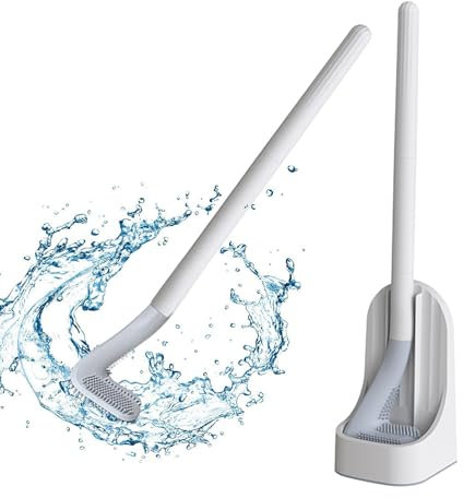 Golf Toilettenbürste, Langer Griff Golf Bürstenkopf Toilettenbürste, Flexible biegsame Silikon Golf Toilettenschüssel Reiniger Bürste, Toilettenbürsten für Badezimmer - Wandmontage - ohne Bohren