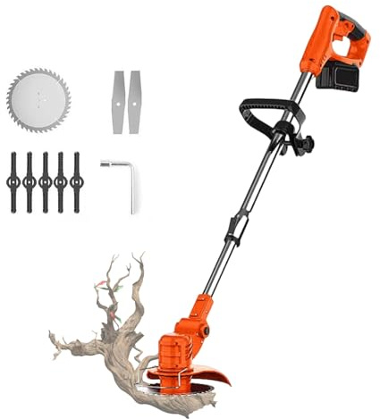 Desbrozadora Eléctrica Con Batería, Cortadora De Hilo Inalámbrica Con Batería, Herramienta De Corte 3 En 1 De 24 V, Cortadora De Malezas, Cortadora De Césped, Bordeadora De Longitud Ajustable(Color:Tw