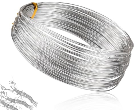 Lhbwhiz Basteldraht,Draht zum Basteln,Flexibel Biegbar Aluminiumdraht,Handgefertigtes Schmuckdraht,Modellierdraht,Silberdraht,Bindedraht,Aludraht,für Bastelarbeiten,Schmuckherstellung(Silber,1mm*20m)
