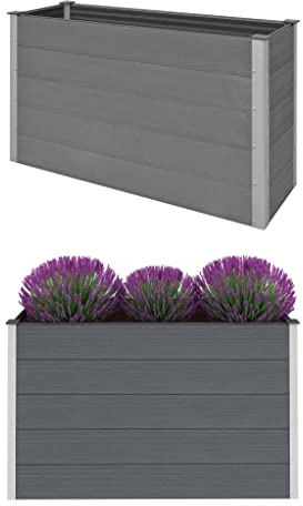 Willood Garten-Hochbeet WPC 150 x 50 x 91 cm Grau Pflanzkasten Blumenkasten Gemüsebeet Pflanzkübel Blumenkübel Frühbeet Gartenbeet Pflanzbeet