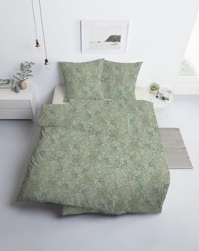 ESTELLA Mako Jersey Bettwäsche 135x200 Paisley Salbei grün 6171-532