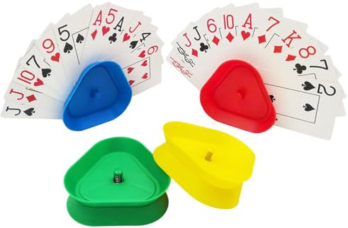 Criveple 4 Stück Spielkartenhalter, Kinderkartenhalter, sicherer Halt, Aufbewahrung von Karten für ältere Menschen und Kinder, Kartenhalter.