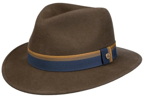 Lierys Dilworth Traveller Hat Felt 100% Wool Packable Striped Band Water Repellent Men Autumn Winter