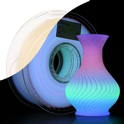 AMOLEN PLA 3D Drucker Filament, Glow in the Dark Filament 1.75mm, Sauber Gewickeltes Filament, Kompatibel Mit 3D FDM Druckern, Maßgenauigkeit +/- 0.02 mm, 1KG Spule(2.2Pfund)
