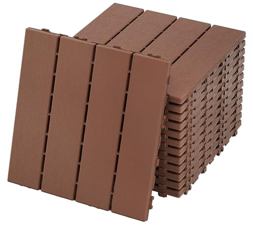FIVMEN Terrassenfliesen 30x30 cm Balkon Bodenbelag Balkonfliesen mit Klicksystem Wetterfest in Holzoptik Klickfliesen Terassenboden Fliesen für Balkon & Terrasse, Typ B