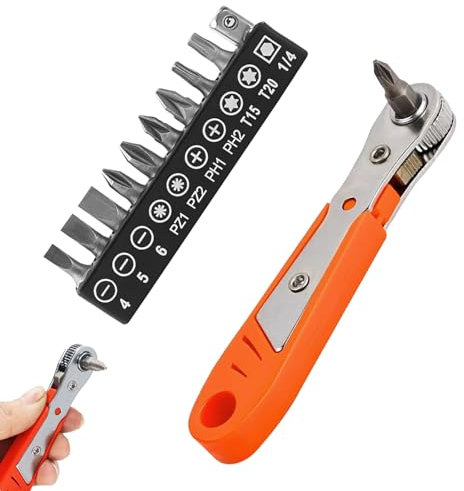 1/4 Magnetica Chiavi a Cricchetto, Set di Chiavi a Cricchetto Esagonali, Set di Mini Chiavi a Cricchetto, con 10 Diverse Punte di Cacciavite, per Riparazioni Fai da Te