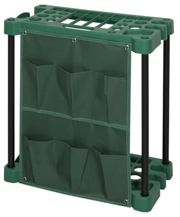 Thrink Rectangular Garage & Garden Tool Storage Rack - Holds up to 40 Tools | Organizer with Slots for Spades, Shovels, Brooms, Rakes | Durable & Space-Saving Design