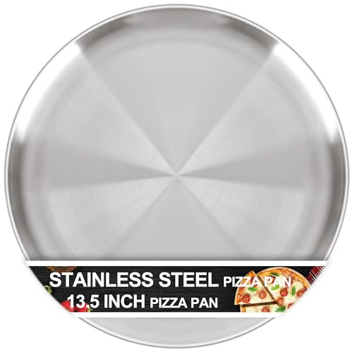 13½ Inch Pizza Pan for Oven, Nonstick Large Round Stainless Steel Pizza Pan | AWTBDP Non-Toxic Pizza Steel Tray Plate for Baking Cookie Pizza Pie Cake, Easy Clean & Dishwasher Safe