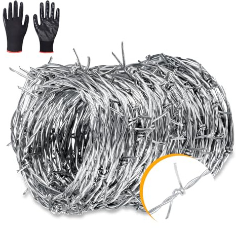 AggFencer Alambre de púas 7,6 m, calambre 1,3 mm, 2 puntas galvanizado - Resistente y flexible para jardín, balcón, bates de béisbol o manualidades