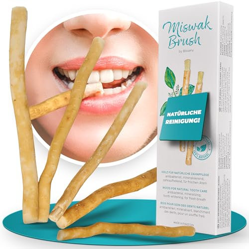 BLISSANY Miswak Brush, confezione da 2 (10 pennelli Miswak, spazzolini naturali per denti bianchi brillanti, vegani ed ecologici