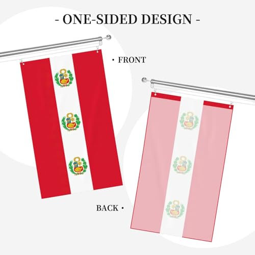 Bandera de Perú impresa Bandera 0,9 x 1,5 m, bandera exterior, decoración interior y exterior personalizada, bandera personalizada