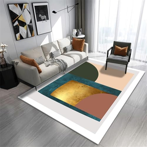 CHEMYO Nastro Antiscivolo per tappeti Extra Large Economico per tappeti, tappeti da Esterno, tappeti da Giardino, tappeti da Cucina, Non 200x300 cm, Lungo corridoio, 10 Linee Geometriche Dorate, s
