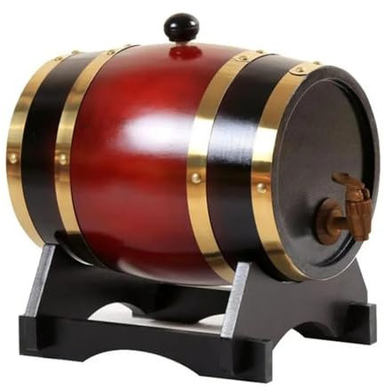 Botte di vino vintage in legno da 20 l, con supporto, mini dispenser per birra domestica, invecchiamento e distillazione, soluzione rustica per conservare e servire il vino