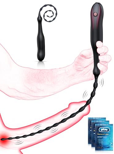 Juguetes Sexuales Vibradores de Sonido Uretral Para Hombres, Vibrador de Pene Tapón de Uretra 10.6 Dilatadores de Polla de Longitud Insertable Perlas Anales Vibrador