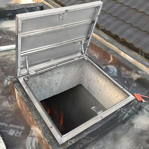 SFJATTA Sol Trappe d'accès au Plafond Porte de sécurité en Acier puits de lumière et Trappe de Toit pour entrepôt/Atelier de réparation Automobile(80 * 80cm)