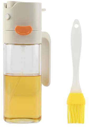 SacJkt Spruzzatore Olio, 2 in 1 Oliera Spray con Pennello, 530 ml Dosatore Bottiglia e Oliera Spray da Cucina, Ideale per Cucinare, Insalate, Grigliate, Cottura in Cucina