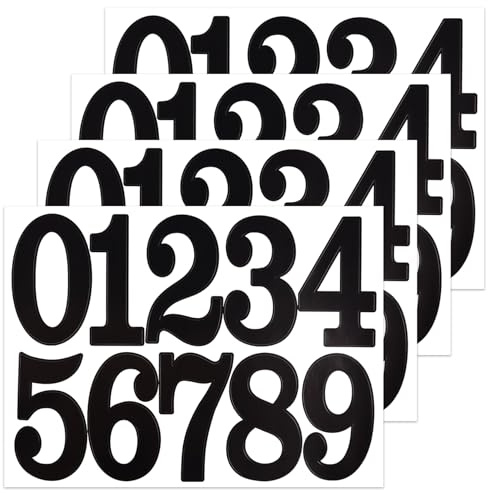 BINLINHONGO 40 Large Number Stickers, 4 Sheets 4 Inches 0-9 Sticker Decals | Self-Adhesive Vinyl for Mailbox, Doors, Trucks, Classroom Decor and Outdoors, Black