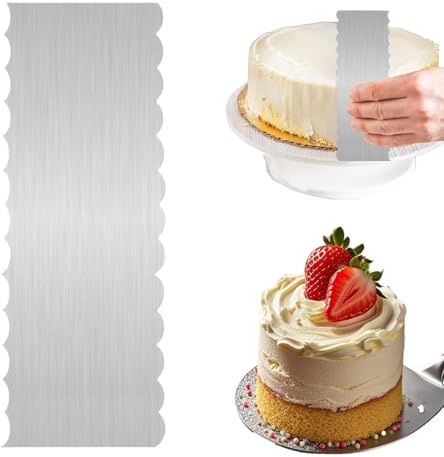 COYUN 1PCS Grattoir à Gâteau en Métal Lisseur Gateau Patisserie en Acier Inoxydable Outil de Décoration de Gâteau Outil de Glaçage de Gâteau Grattoir Crème au Beurre pour Gâteau Dessert(C)