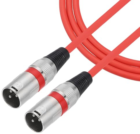 sourcing map 3 m 3-poliger XLR-Stecker auf Stecker, Mikrofonkabel, XLR-Audio, professioneller Adapter, Mikrofonkabel für Bühnenstudio-PA-Systeme, rot