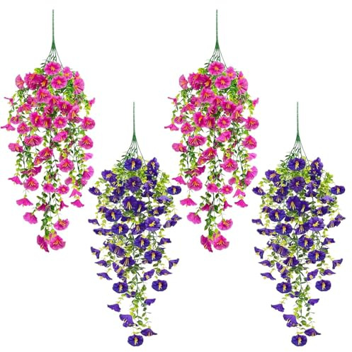 Väderbeständiga sidenblommor - realistisk UV-beständig, petunia-bukett, blekningsbeständigt grönskande | balkong ytterdörr scenario för trädgårdsuppgifter daglig användning uteplats