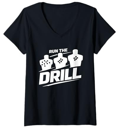 Mujer Rango de Tiro de día de Rango Rango de Pistola Rango de práctica de Objetivo Camiseta Cuello V