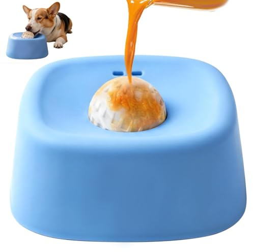 Dog Lick Bowl, Slow Feeder Dog Bowl for All Breeds Rolling Lick Feeder for Dog, Dog Licking Bowl with Ball for Liquid Food, Treats, Licking Bowls Enrichment Toys Release Pet Energy (Blue)