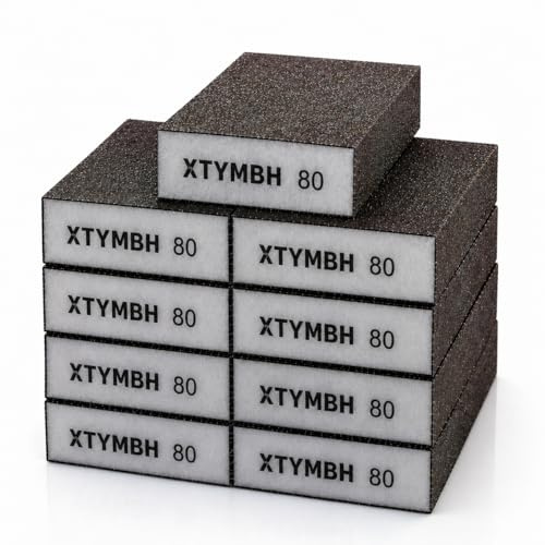 XTYMBH Set di 9 spugne abrasive, carta vetrata asciutta e bagnata, grana 80, blocchi abrasivi fatti a mano, lavabili e riutilizzabili, per lucidare legno, mobili, metallo, cartongesso