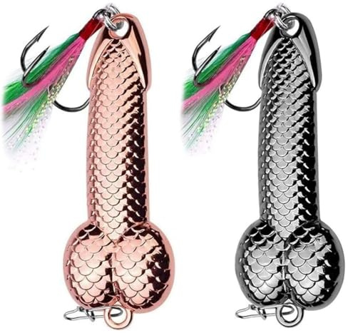 Xinlon 2 stycken konstgjorda flugor med paljetter med höga krokar spinnare för alla hjärtans dag födelsedagspresent fiskare, fiske lure bete för öringfiske, bas