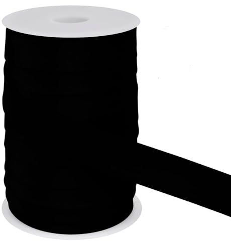 LUPATDY Schrägband 25mm x 50m, Doppelt Gefaltetes Stoffband aus Polyester, Einfassband zum Nähen, Bänder zum Basteln als Meterware, Nahtband zum Nähen Basteln Dekorationen DIY Handwerk (Schwarz)