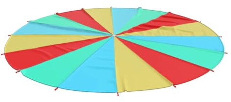 GeenYuu Svängduk för barn Ø 6 m tyg 100 % polyester med 16 handtag, färgglatt regnbågslektält för fest, dagis och fritid, lätt bärbar med förvaringsväska