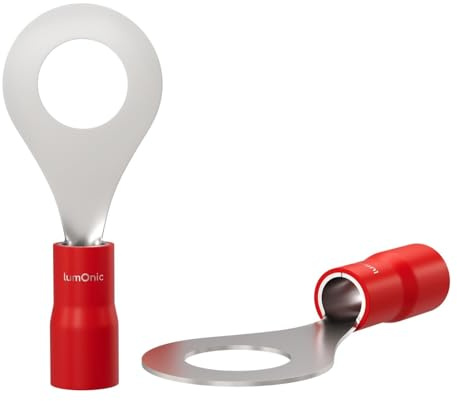 Lumonic 25x Ringkabelschuh 0,5-1,5mm² teilisoliert | M6 | Kupfer verzinnt | sichere Kabelverbindung ohne Löten | Set, Crimp-Kabelschuh, Quetschverbinder, Ringöse | KFZ, Maschinenbau, Wohnmobil, Batter