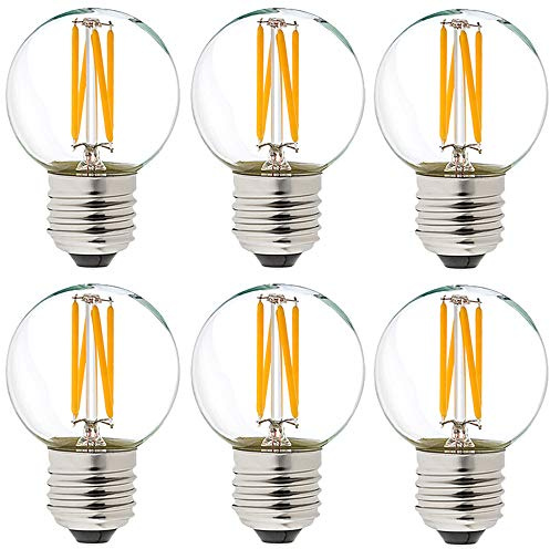 LiteHistory Dimmable g16.5 led Bulb 40W g16 1/2 led Edison Bulb 2700K 4W e26 Globe Light Bulbs for Ceiling Fan,Chandelier,Vanity Light Bulb AC120V 400lm 6Pack