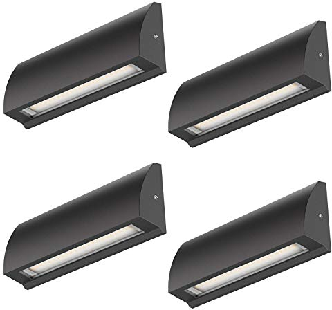 ledscom.de 4 LED Wall Light/Staircase Light SEGIN for Outdoors, IP54, Flat, Downlight, Black matt, Angular, 6.2 W, 566lm, Warm White