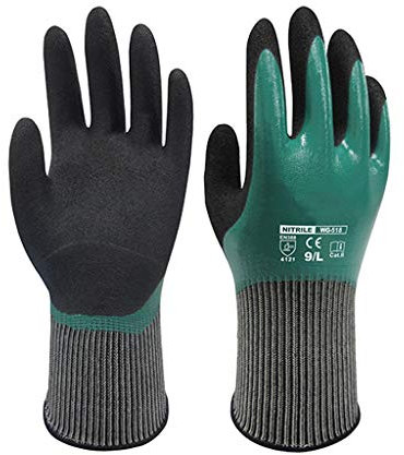 LXRZLS Guantes Industriales, Guantes A Prueba De Aceite De Nitrilo, Recubrimiento De PU, Guantes De Trabajo Anti-Corte, Inmersión Completa, Guantes De Trabajo Resistentes Al Desgaste, Antideslizante,