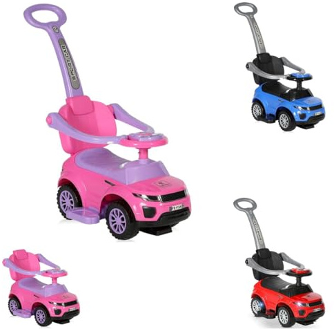 Lorelli Rutscher 3 in 1 Kinderauto Off Road Schiebegriff Musik Rückenlehne in rosa