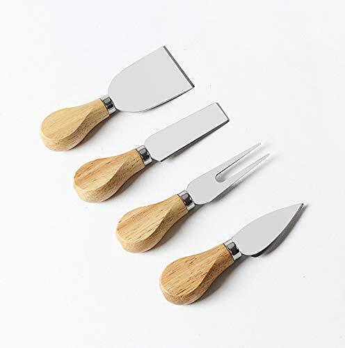 Gshy Cuchillos de Queso de Acero Inoxidable 4 Piezas Mango de Madera Set Cortar Queso Herramienta de Cocina Espada Set de Cuchillos