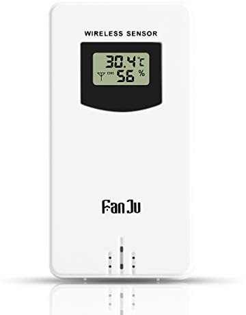 VORRINC Funk Außensensor für Wetterstation, Unterstützt nur die wetterstation der FJ Serie, Außen Thermometer-Hygrometer, 60 m Reichweite Wetterstation Zubehör Sendefrequenz: 433.92 MHz Weiß
