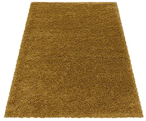 Ayyildiz Hochflor Teppich - Flauschiger Langflor Shaggy Teppich, Runder Wohnzimmerteppich, Pflegeleicht, Größe:300 x 400 cm, Farbe:Gelb
