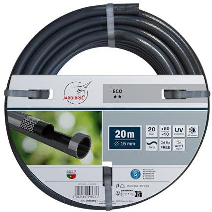 Jardibric - Tuyau d’Arrosage Guipé Eco Ø 15 mm 20 m - Léger et Résistant pour Jardin et Plantes