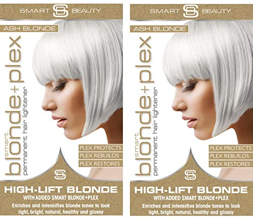 Aschblondes Haarfärbemittel mit Plex Haarpflege Conditioner, permanente Haarfarbe mit einer kühlen blonden Asch Haartönung für blondes Haar, veganes Haarfärbemittel - Smart Beauty (2er-Pack)
