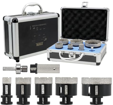 DT-DIATOOL Foret Diamant Carrelage Kit - 20/35/40/50/68mm Trepan Diamant +20mm Mèches Chanfrein+Adaptateur Hexagonal Scie Cloche Diamantée pour Porcelaine Carrelage Marbre Granit