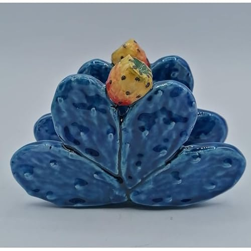 Porta tovaglioli Pale di ficodindia in Ceramica siciliana - Disponibile verderame o Blu Cobalto - Blu Cobalto