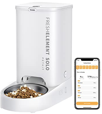 PETKIT Automatic Cat Feeder, 2.4GHz Auto Cat Feeder with App Control 3L, Low Food & Blockage Sensor, 304 Stainless Steel Bowl, Fresh Lock Technology,1-30 Meals/Day Anti-Clog Pet Feeder, White