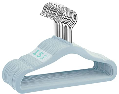 MangoKit Grucce Appendiabiti in Velluto,15 Pezzi,per Bambini per Nido e Armadio, Appendiabiti per Neonati e Cappotto per Bambini,Salvaspazio,Ganci Girevoli a 360 gradi,Durevole(Blu)