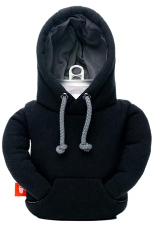 Puffin - The Hoodie Beverage Jacket - 12 oz Insulated Can Cooler - Beer Bottle & Soda Can Insulator, Keep Drinks and Beverages Cold - Black/Pewter