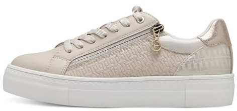 Tamaris Damen Low-Top Sneaker, Frauen Sneaker,Wechselfußbett,Comfort Lining,Silber,schwarz,blau,fashletics,rot,Weiss,Ivory/Gold,39 EU